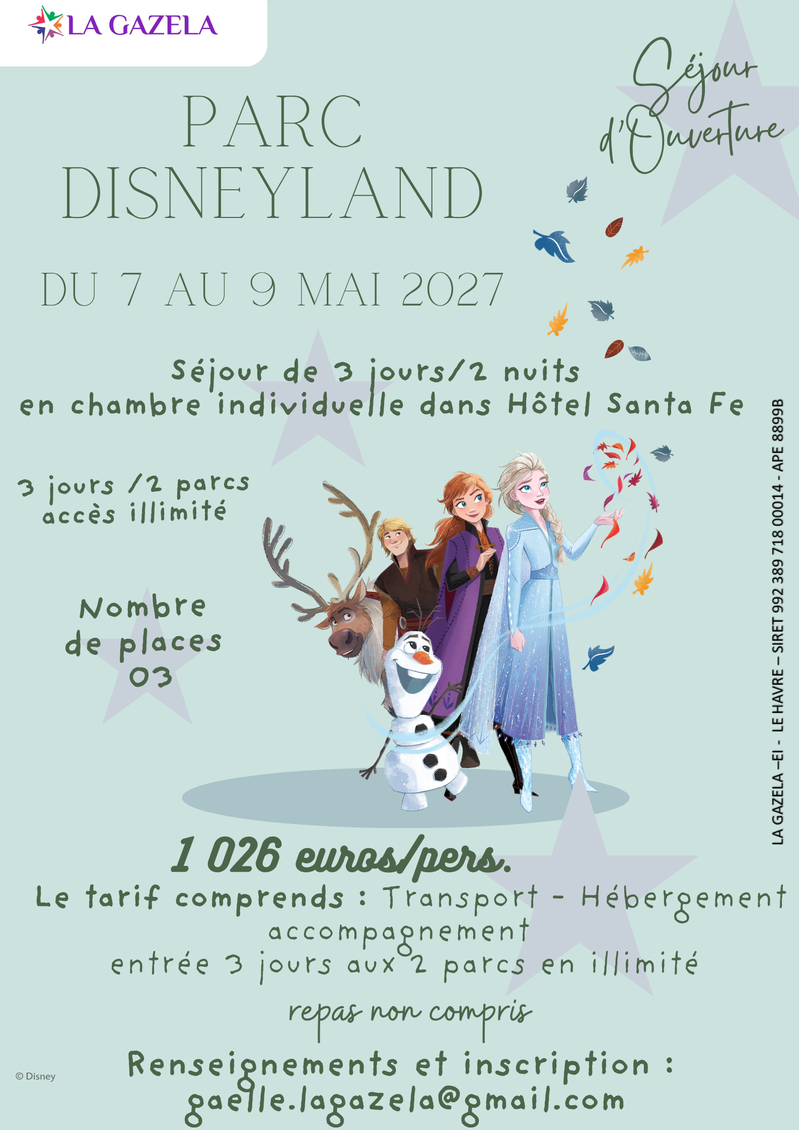 DISNEY EN MAI 2027 reste 2 places